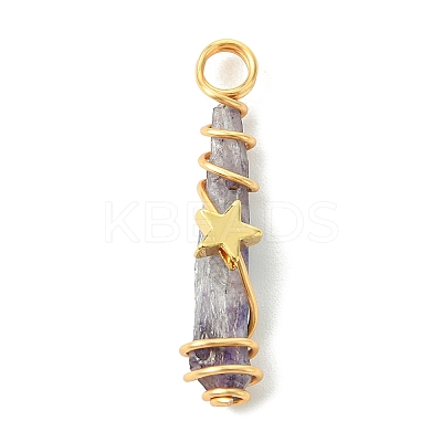 2Pcs Electroplated Natural Quartz Crystal Dyed Copper Wire Wrapped Pendants PALLOY-JF03164-01-1
