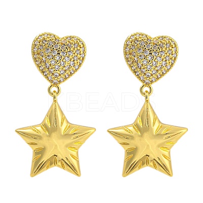 Rack Plating Brass Micro Pave Clear Cubic Zirconia Stud Earrings EJEW-I313-15A-G-1