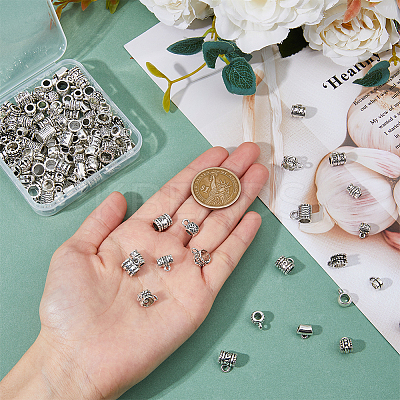140pcs 14 style Tibetan Style Alloy Tube Bails TIBE-DC0001-13-1