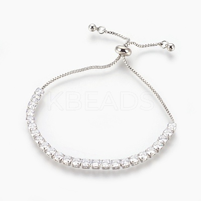 Brass Cubic Zirconia Bolo Tennis Bracelets BJEW-P232-01P-01-1