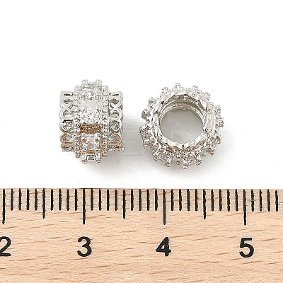 Brass Micro Pave Cubic Zirconia European Beads KK-P297-01P-1