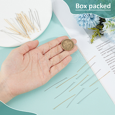 120Pcs 2 Colors Brass Flat Head Pins FIND-BC0019-23-1