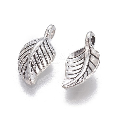 Tibetan Style Alloy Leaf Pendants X-TIBEP-1011-AS-LF-1