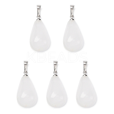Teardrop Platinum Tone Brass Quartz Crystal Pendants G-F267-04I-1