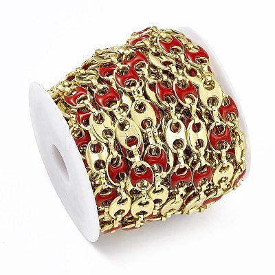 Handmade Enamel Coffee Bean Link Chains CHC-F015-12G-02-1