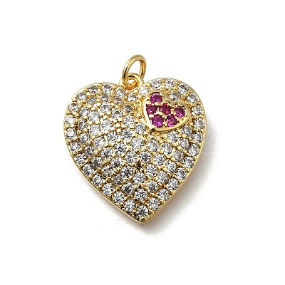 Brass Micro Pave Cubic Zirconia Pendants KK-C090-42G-05-1