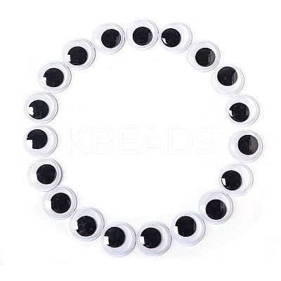 Black & White Plastic Wiggle Googly Eyes Cabochons DOLL-PW0001-077E-1
