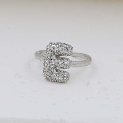 Brass Micro Pave Clear Cubic Zirconia Cuff Rings FS-WG17FF6-05-1