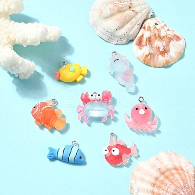 35Pcs 7 Styles Ocean Theme Resin Pendants RESI-YW0001-68-1
