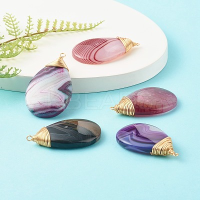 Natural Agate Pendants PALLOY-JF00778-1