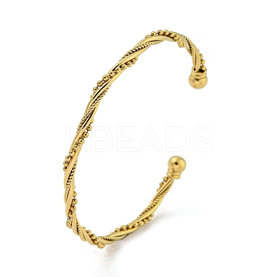 304 Stainless Steel Twisted Open Cuff Bangles for Women BJEW-E100-07G-1