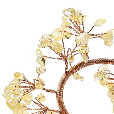 Natural Citrine Chips Love Heart Tree Decorations DJEW-P017-B02-1