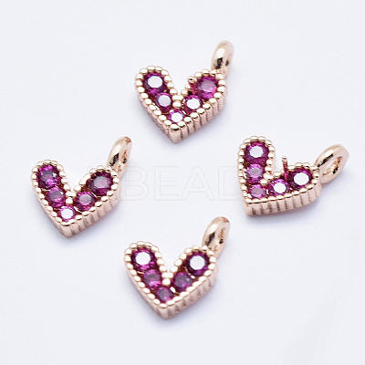 Brass Micro Pave Cubic Zirconia Charms RB-I078-66RG-NR-1
