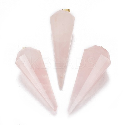 Natural Rose Quartz Pointed Pendants G-K295-F09-G-1