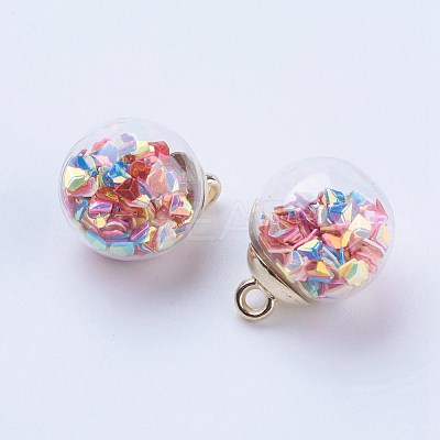 Glass Ball Pendants GLAA-G052-02G-1