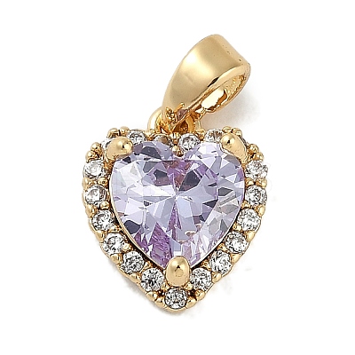 Brass Micro Pave Cubic Zirconia Charms KK-P283-24G-1