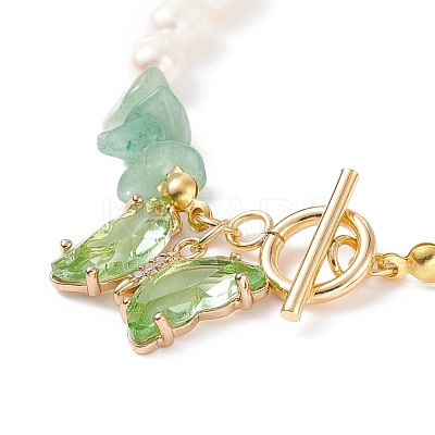 Glass Butterfly Charm Bracelet with Clear Cubic Zirconia BJEW-JB08640-05-1