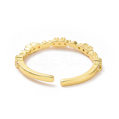 Clear Cubic Zirconia Heart Open Cuff Ring RJEW-H127-35G-1