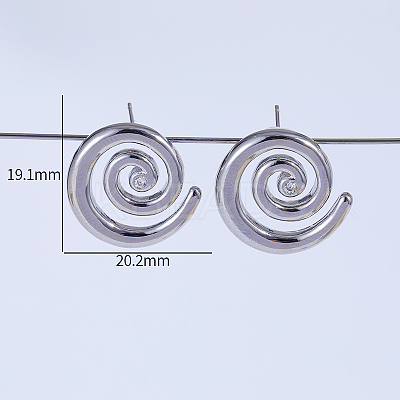 Rotating Thread Mosquito Coil Holder Brass Stud Earrings NN8034-1