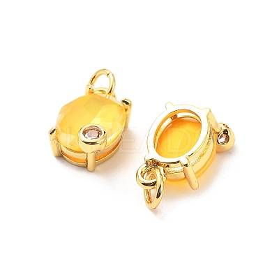 Oval Brass Micro Pave Cubic Zirconia Pendants KK-L237-020G-04-1