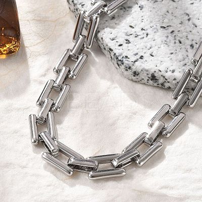 304 Stainless Steel Rectangle Link Chain Bracelets for Women Men BJEW-F488-30P-01-1