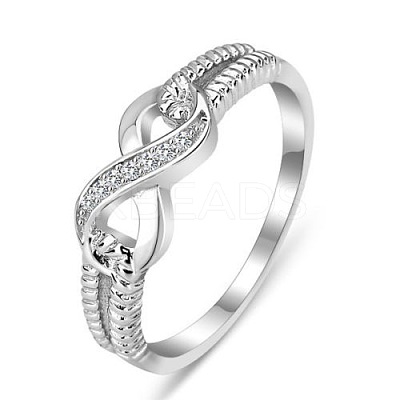 Brass & Clear Cubic Zirconia Finger Rings for Women FS-WGA713C-04-1