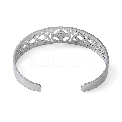 Non-Tarnish Hollow Out Knot 304 Stainless Steel Open Cuff Bangles for Women LS-BJEW-G701-02P-1