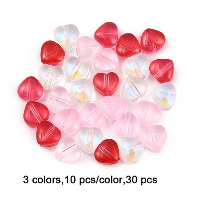 30Pcs 3 Colors Transparent Spray Painted Glass Beads GLAA-FP0001-34-1