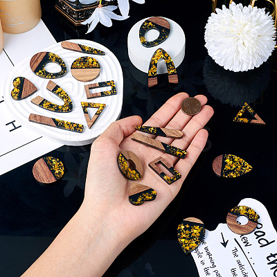 20Pcs 10 Styles Resin & White Wood Pendants RESI-TA0002-67B-1