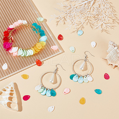 80Pcs 8 Styles Freshwater Shell Dyed Teardrop Charms FIND-PH0018-28-1