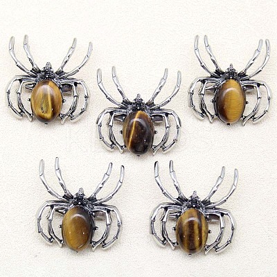 Natural Tiger Eye Brooch PW-WG35787-20-1