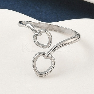 304 Stainless Steel Open Cuff Rings for Women RJEW-A079-05B-P-1