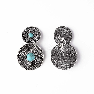 Synthetic Turquoise Pendants PALLOY-N157-035-1