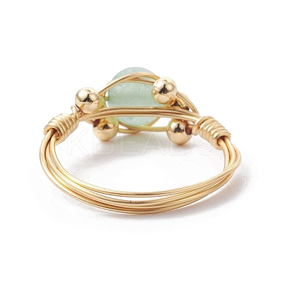 Copper Wire Wrapped Natural Gemstone Finger Ring for Women RJEW-JR00624-1