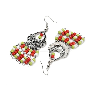 Alloy Glass Seed Beads Teardrop Chandelier Earrings EJEW-JE06509-01-1