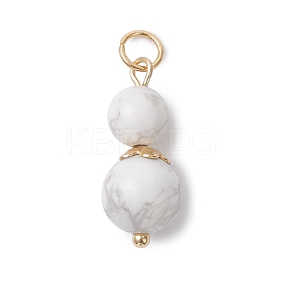 3Pcs 3 Styles Natural Quartz Crystal & Selenite & Howlite Round Beaded Pendants PALLOY-JF04701-06-1