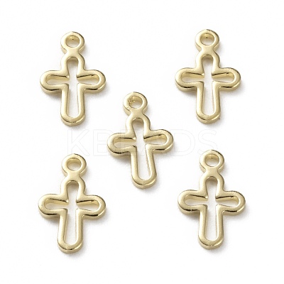 Brass Tiny Cross Charms KK-L205-10G-1