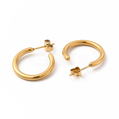 304 Stainless Steel Ring Stud Earrings EJEW-C004-12A-G-1