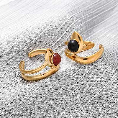 304 Stainless Steel Adjustable Open Cuff Rings RJEW-A071-14G-1