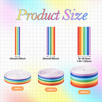 30M 3 Colors Rainbow Color Polyester Stripe Ribbons OCOR-TA0001-77-1