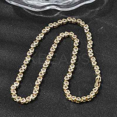 Brass Micro Pave Cubic Zirconia Geometric Tennis Necklaces NJEW-C121-02A-G-1
