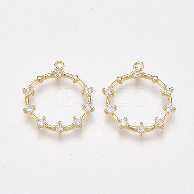Brass Cubic Zirconia Pendants KK-T038-518A-1