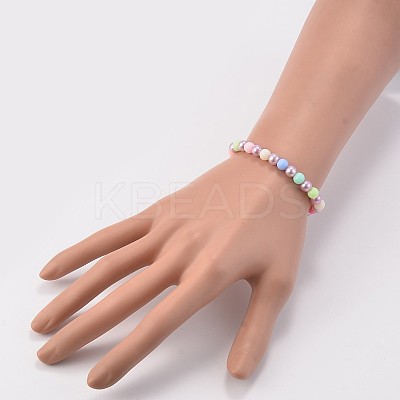 Imitation Pearl Acrylic Beaded Stretch Kids Bracelets BJEW-JB02069-03-1