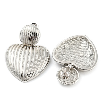 Rack Plating Brass Heart Dangle Stud Earrings EJEW-P242-06P-1