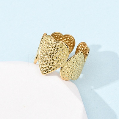 304 Stainless Steel Open Cuff Rings for Women RJEW-K309-01G-1