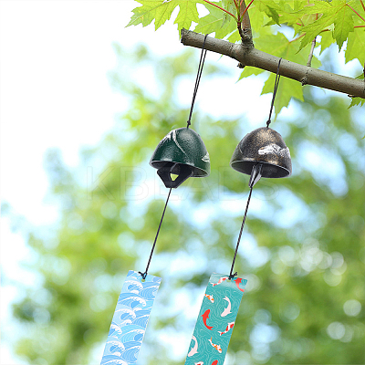 2Pcs 2 Style Japanese Cast Iron Bell Wind Chimes HJEW-BC0001-47B-1