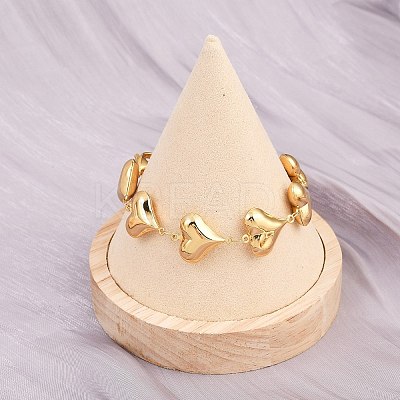 304 Stainless Steel Heart Link Chain Bracelets for Valentine's Day Gift BJEW-D359-17A-G-1