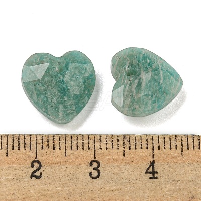 Natural Amazonite Faceted Heart Charms G-G123-01A-1