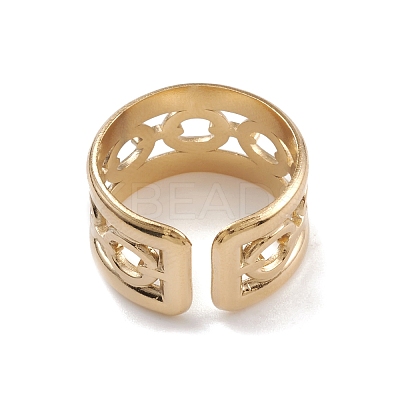 Ion Plating(IP) 304 Stainless Steel Cuff Rings RJEW-G285-79G-1