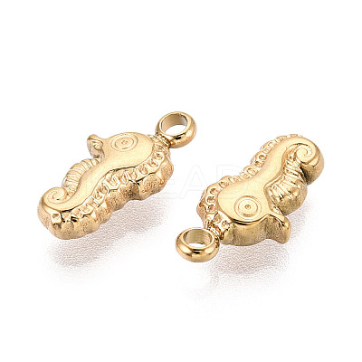 304 Stainless Steel Sea Horse Charms STAS-T069-04G-1